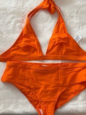 Petit Bateau Orange Bikini Set - Triangle Top & Matching Bottom